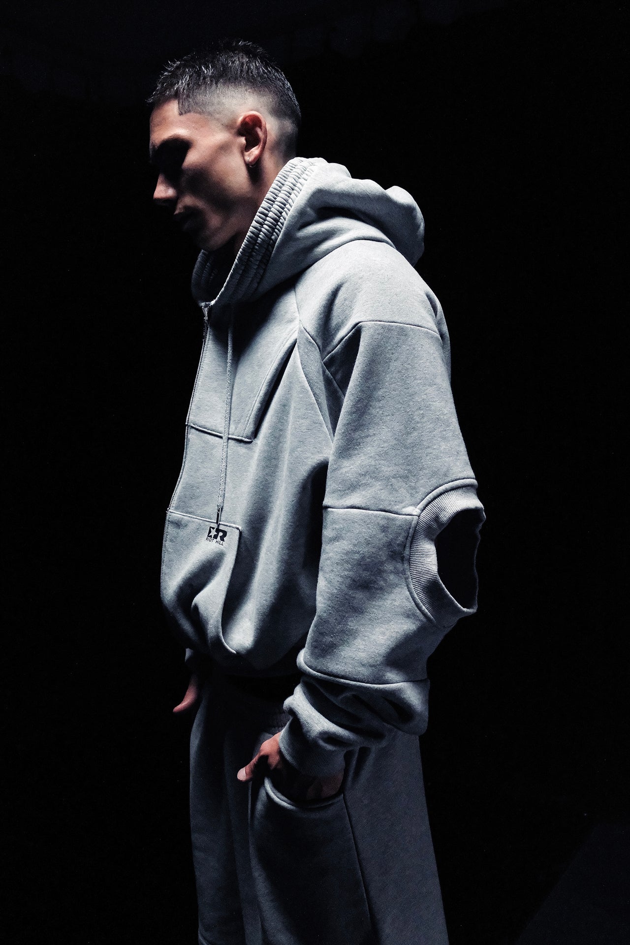 GREY R-STAR RECONSTRUCTED HOODED SWEATSHIRT