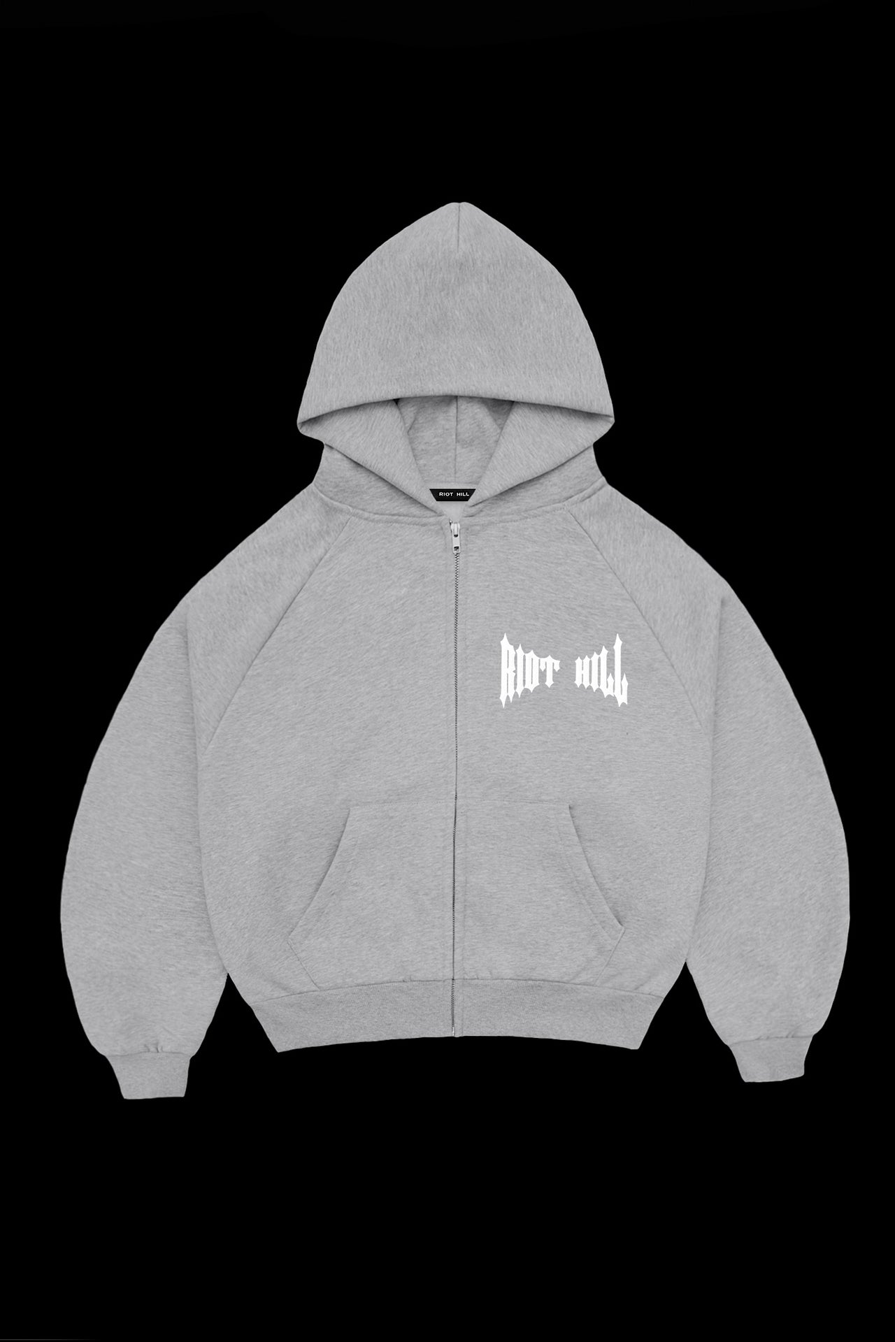 GREY MARLE IRON ZIP-UP HOODED SWEATSHIRT
