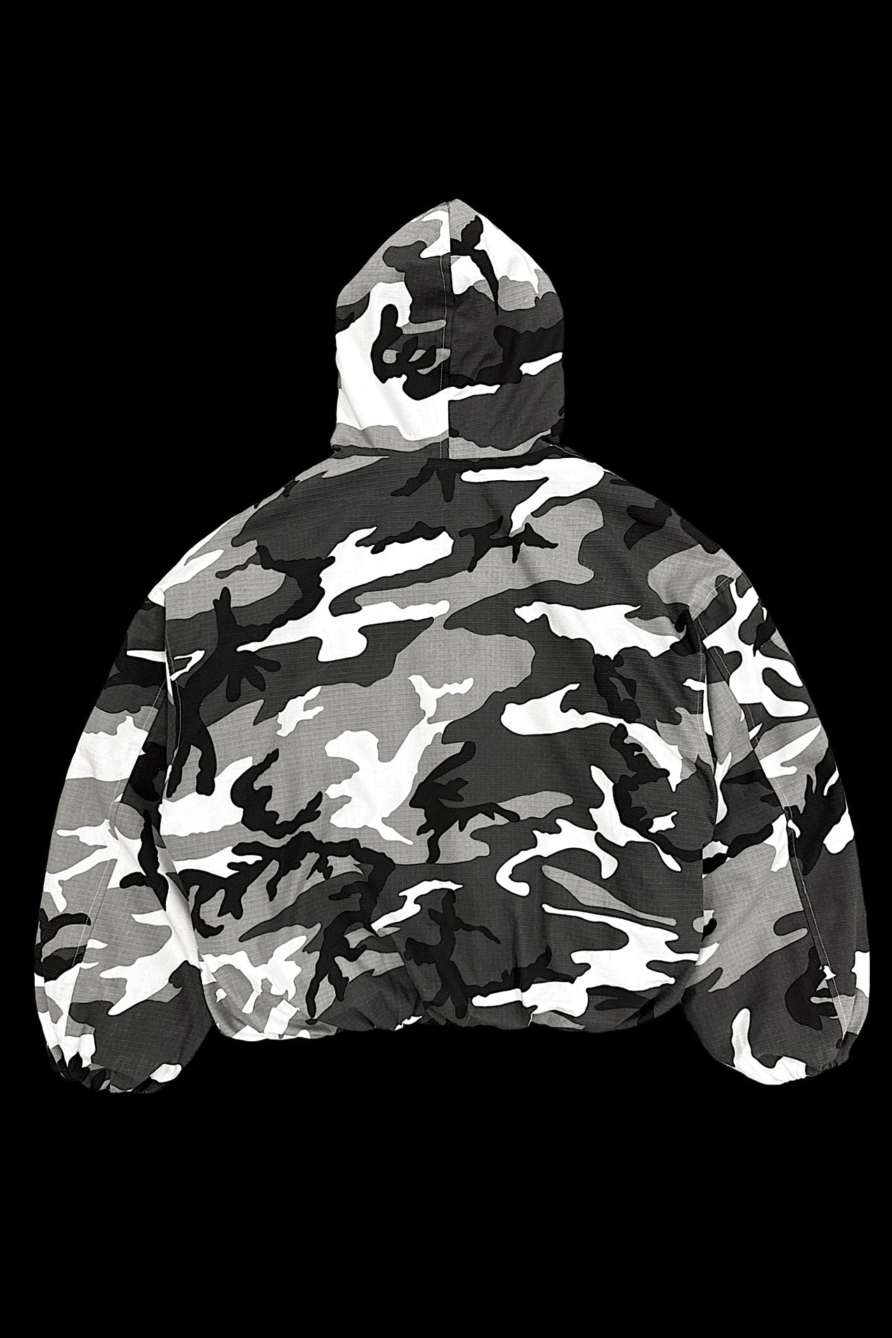SNOW CAMO HOODED PUFFER JACKET